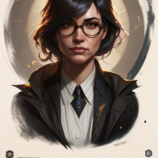 Cyberpunk Librarian Unmasked in Triadic Colors