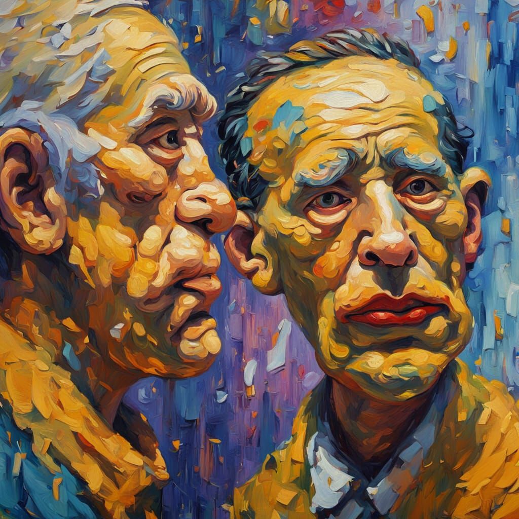 Expressionist Bathroom Scene with Bozo Noses in Impasto