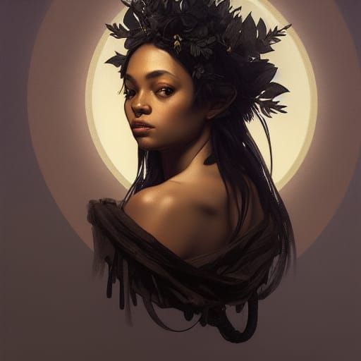 Moonlit Princess Portrait in Baroque Style