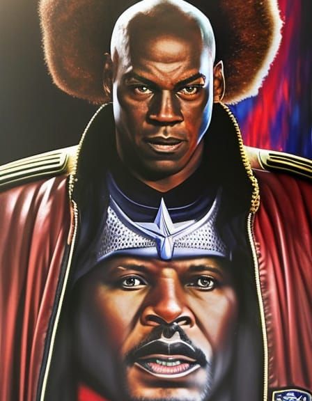 Portrait of michael jordan as Space Pirate Captain Harlock from disney movie "Pirates of the space".  Intricate _details...