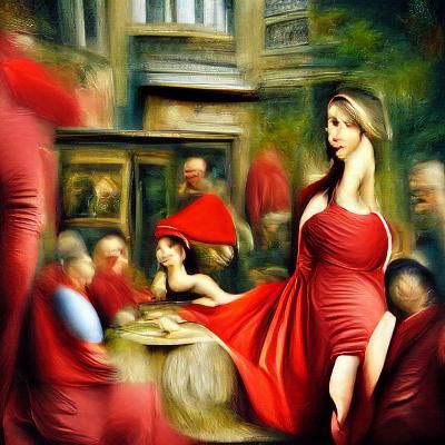 Elegant Lady in Bold Red Attire