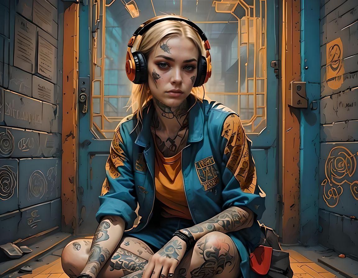 Fantastical Girl in Moscow Railway Station Prison, 8K Artsta...