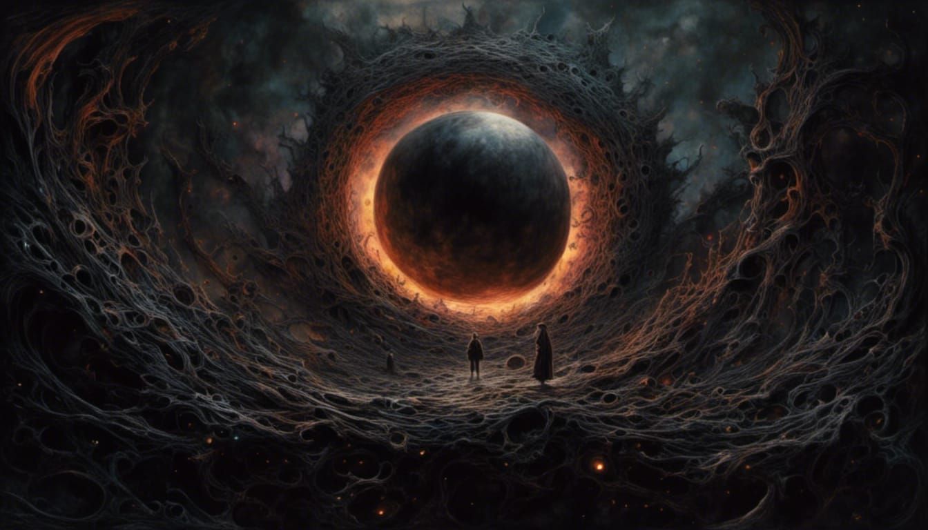 Surreal Black Hole Encounters Spiritual Symbolism