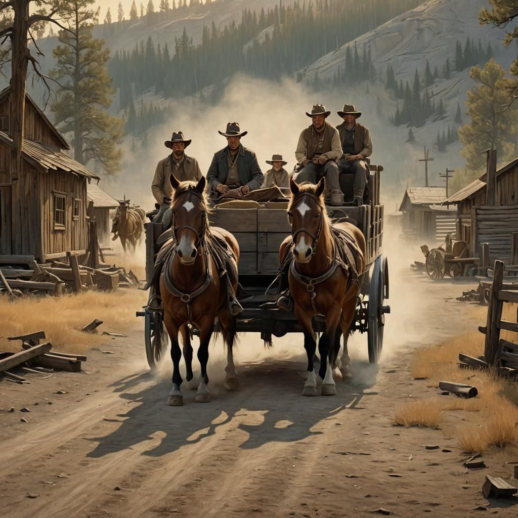 Dramatic Western Outlaw Scene in Oil Painting Style