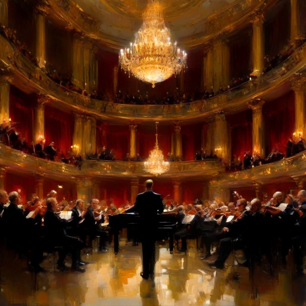 Elegant Orchestra Performance in Opulent Royal Opera House S...