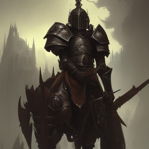 Gothic Death Paladin in Detailed Knight Armor