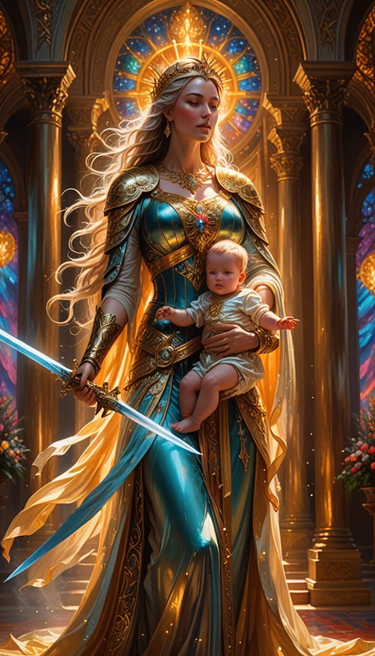 Celestial Mother Goddess in Vibrant Digital Painting