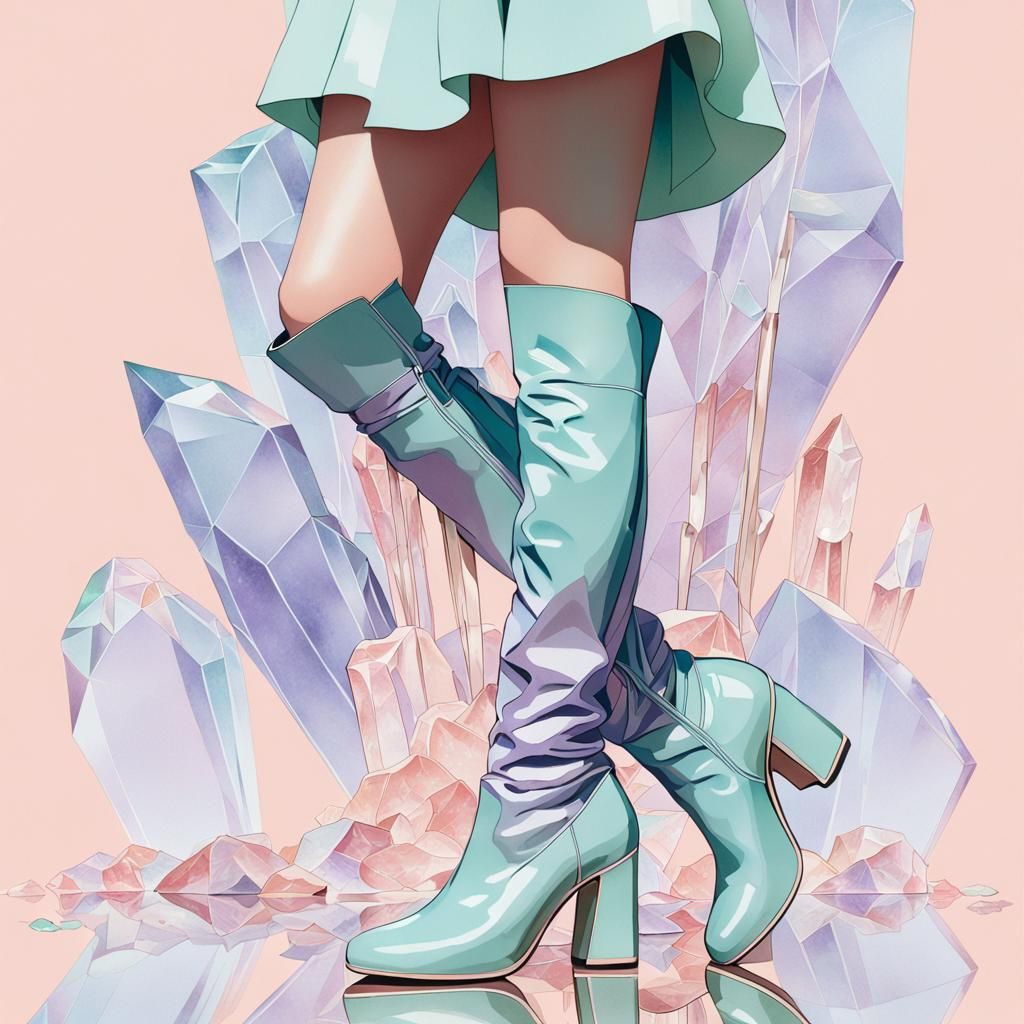 Dreamy Crystal Boots Shine with Pastel Hues