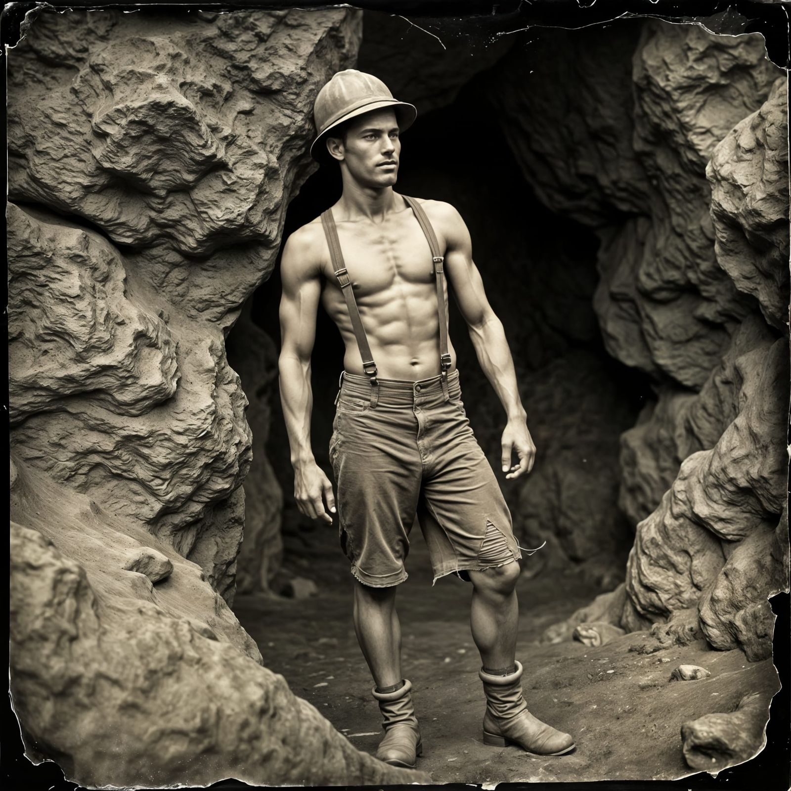 Weathered Miner in Vintage Sepia Tone