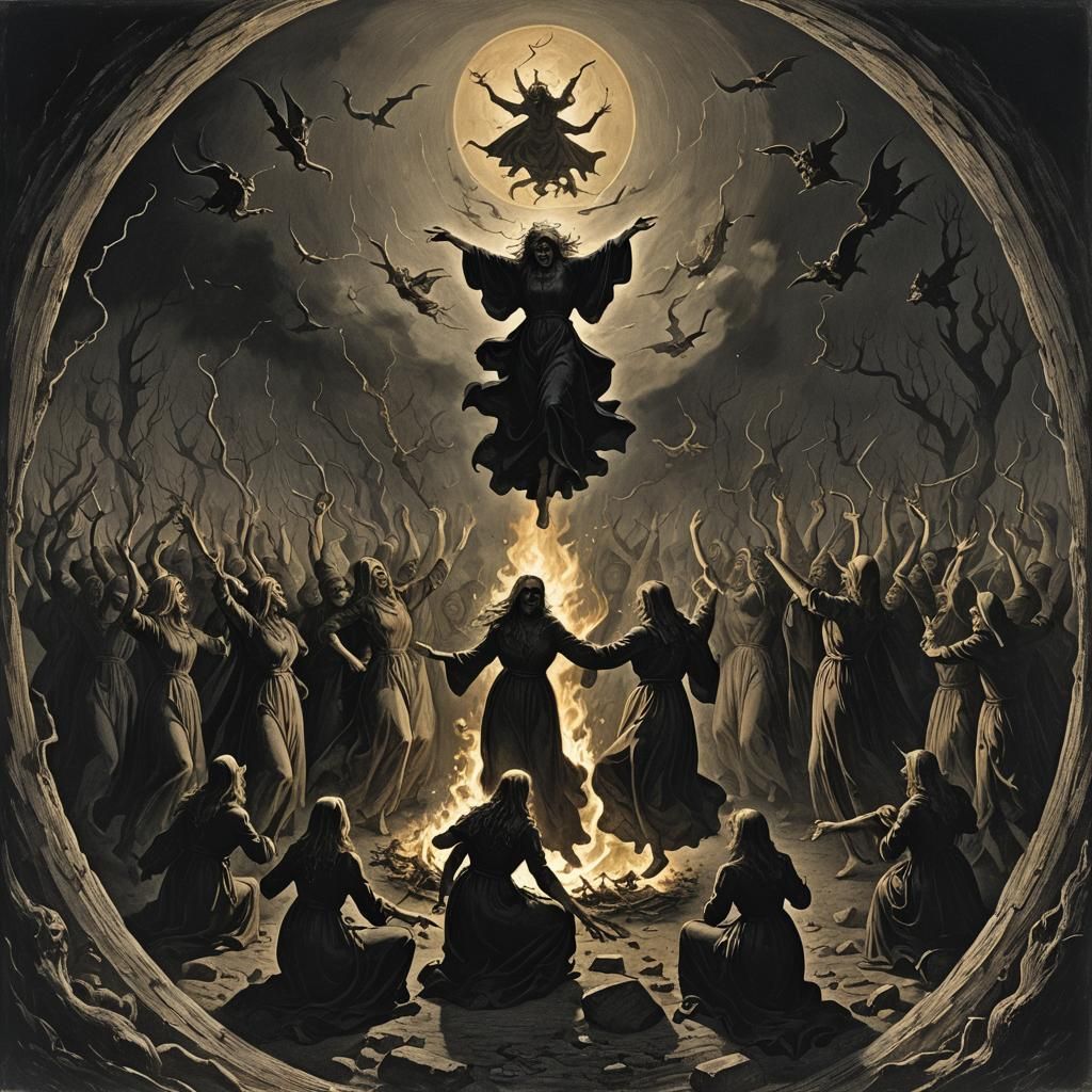 Sabbath Scene in Dark Horror Art