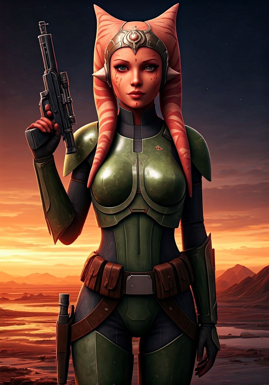 Twi'lek Bounty Hunter on Moor Planet in 3D Anime Style