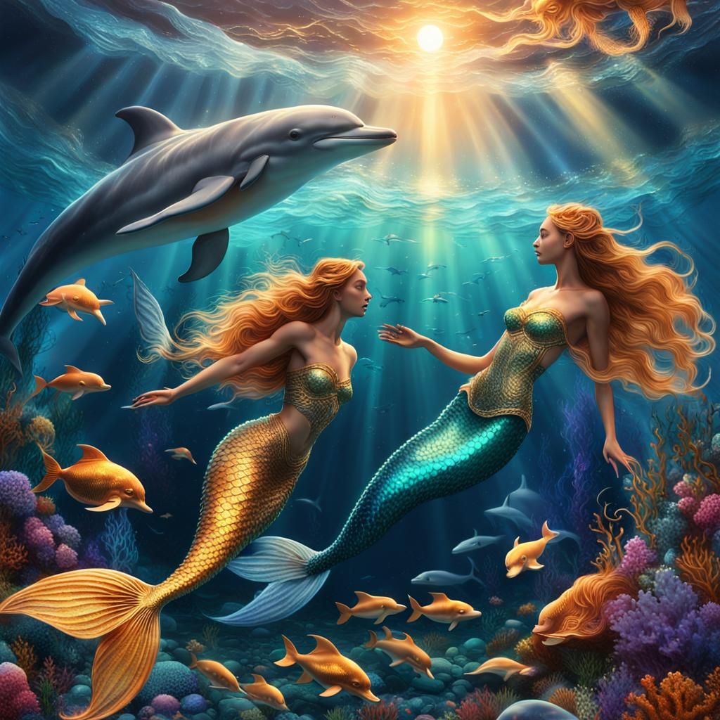 Dreamlike Mermaids Dance in Hyper-Realistic Oceanic Wonderla...