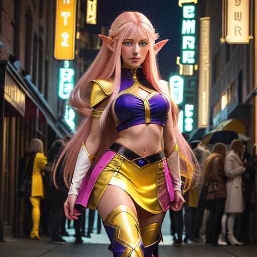 Glowing Female Elf Warrior in Fused Zamasu Outfit