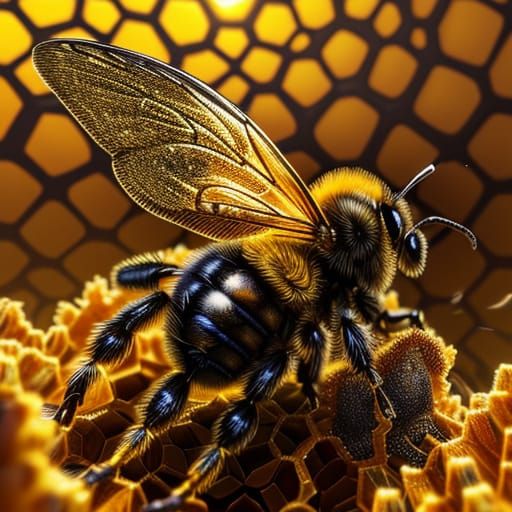 Detailed Concept Art of Bee Farm with Queen