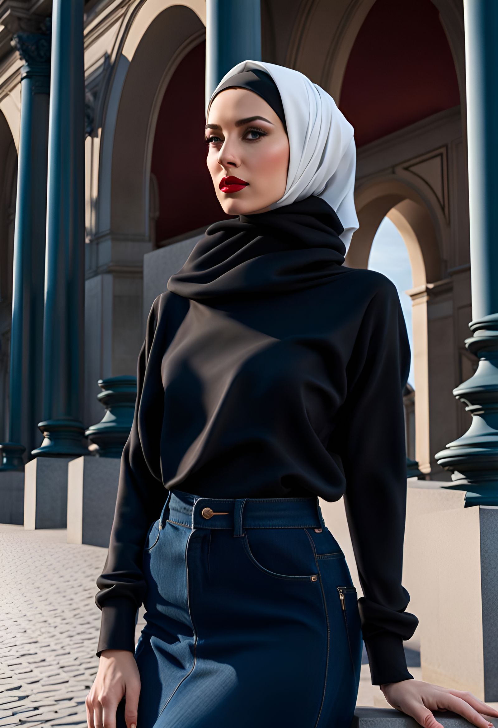 Woman in Hijab in Berlin, Hyperrealistic Digital Art