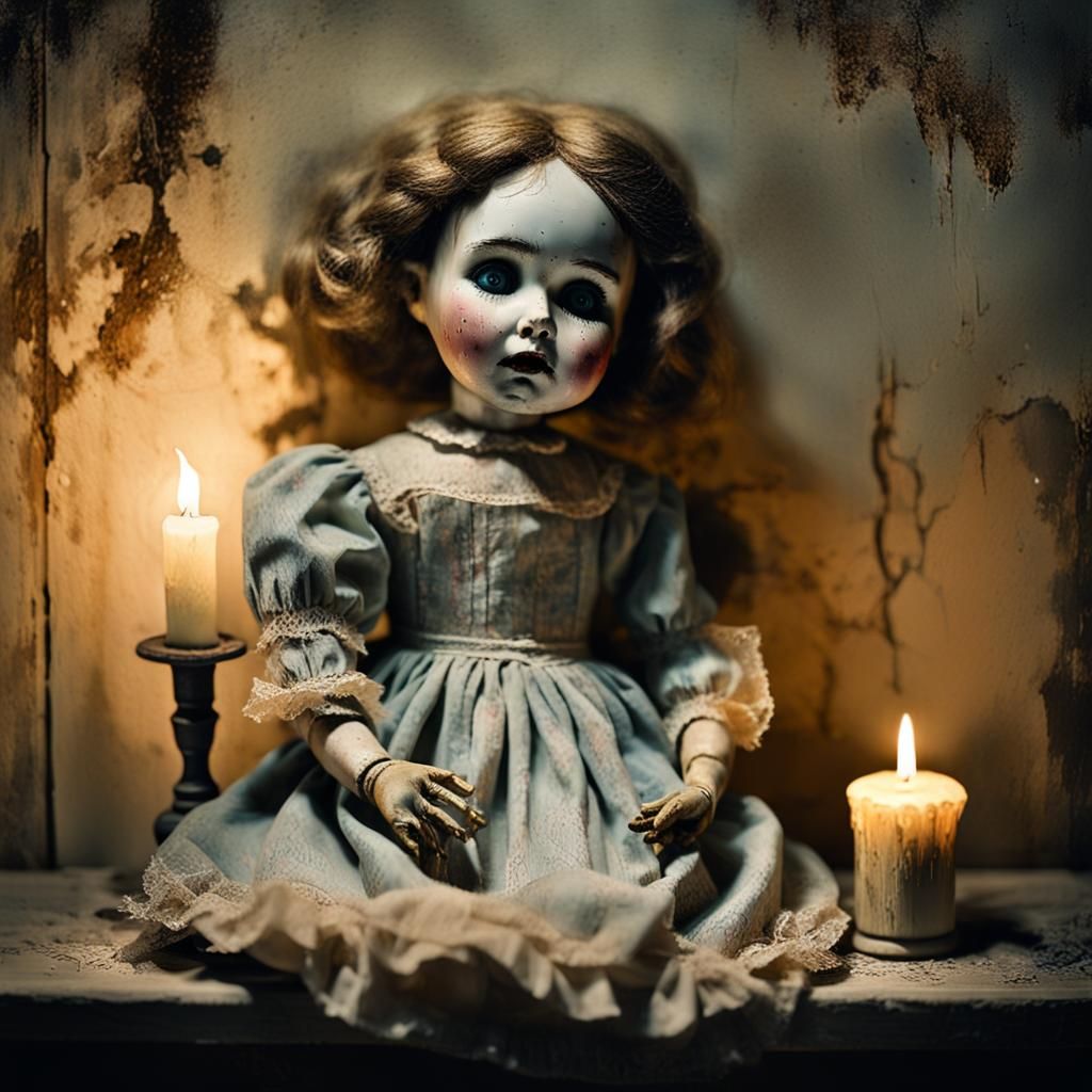 Creepy Antique Doll in a Haunting Nursery