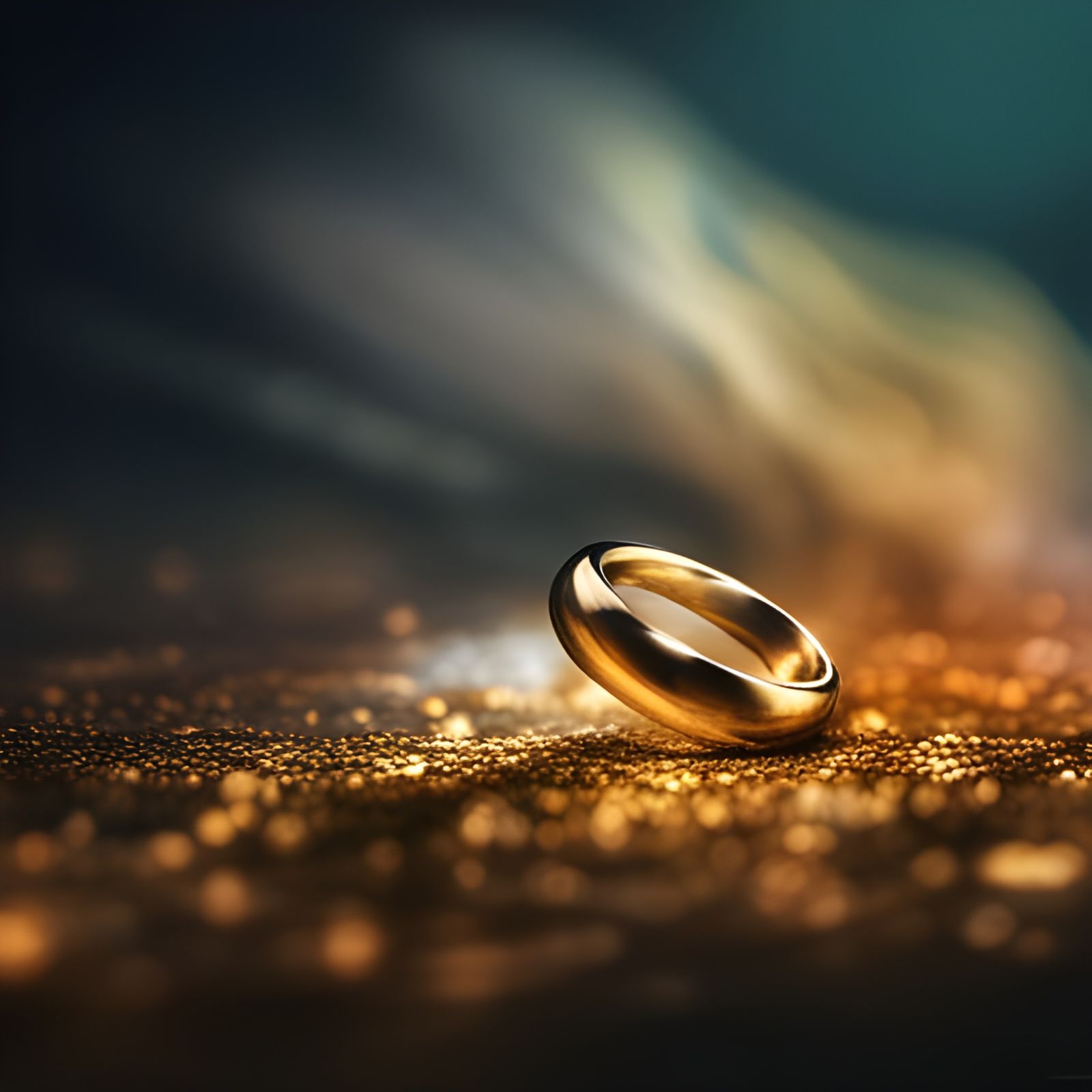 Golden Ring in Smoky Haze, Unreal Engine 5 Concept Art