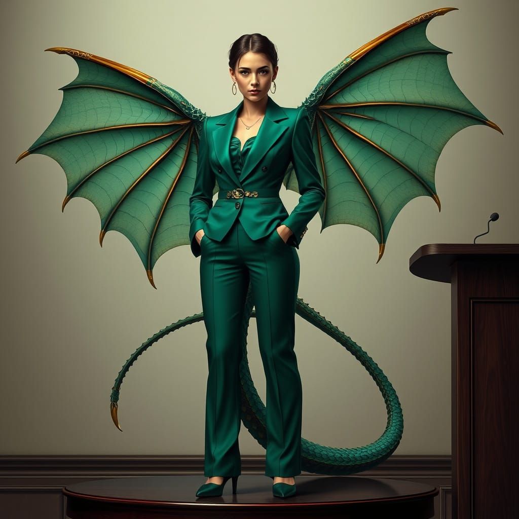 Female Entrepreneur Unfolds Majestic Wings as Powerful CEO