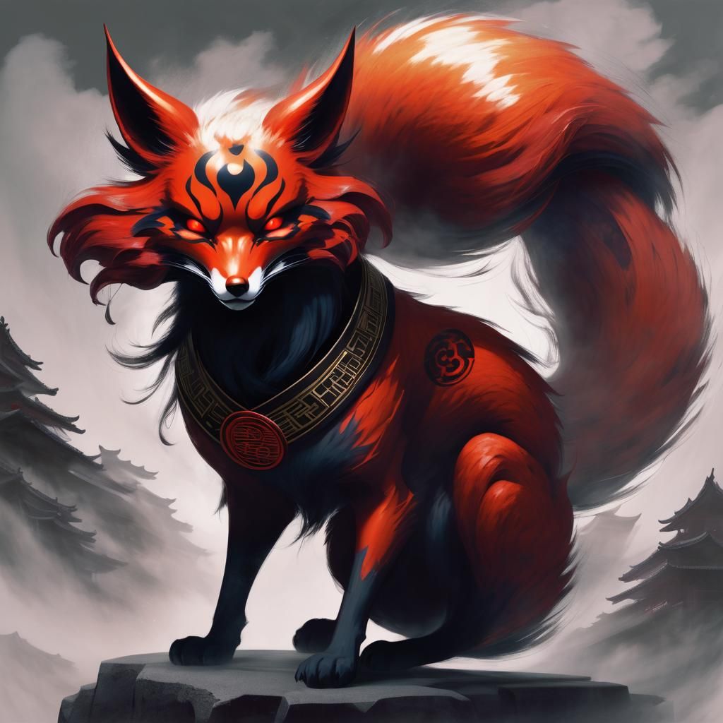 Mysterious Female Youkai in Dark Fantasy Style