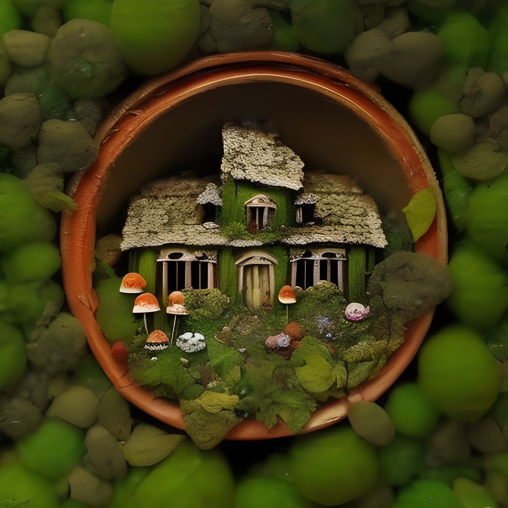 Whimsical Miniature Village in a Mysterious Dollhouse World