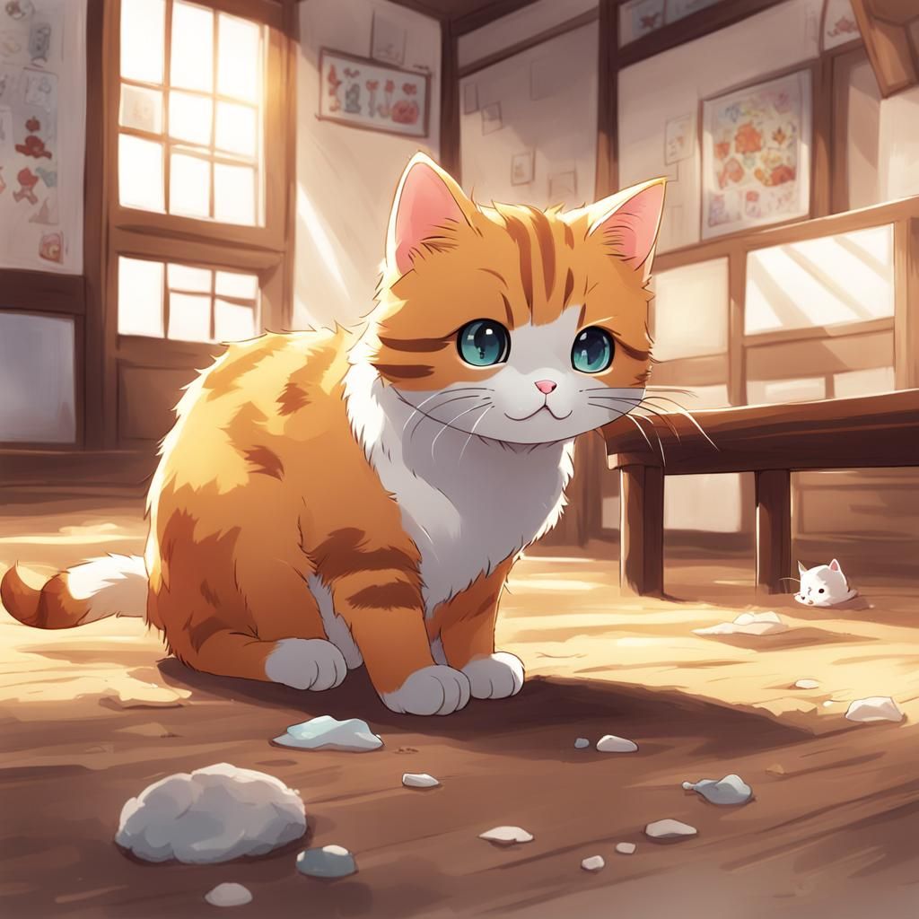 Cute Anime Cat Brings Tears to Your Eyes