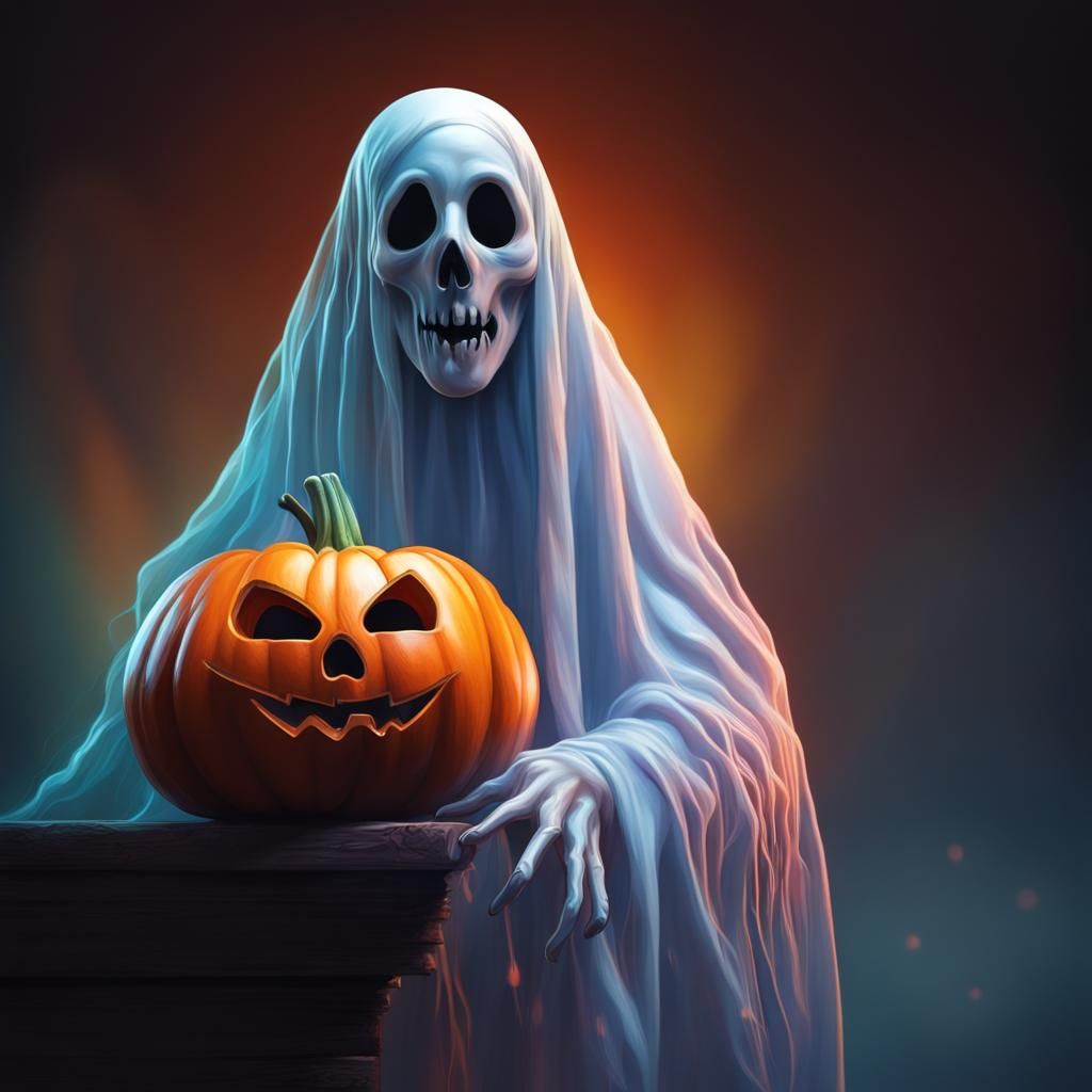 Spectral Phantasm in a Vibrant Halloween Setting