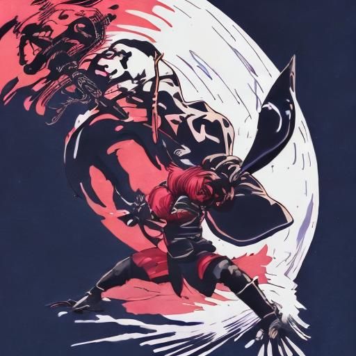 Mysterious Anime Hero Overwhelmed by Dark Shadow