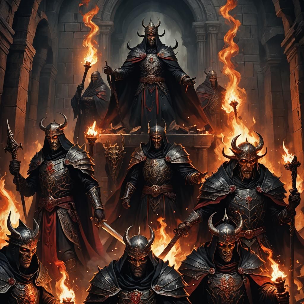 Epic Dark Fantasy Portraits of the Infernal Judges in a Twis...