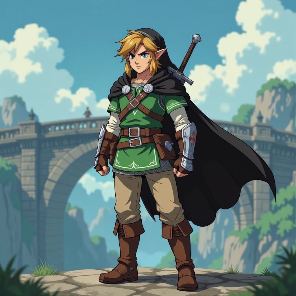 Link from Tears of the Kingdom on Stone Bridge