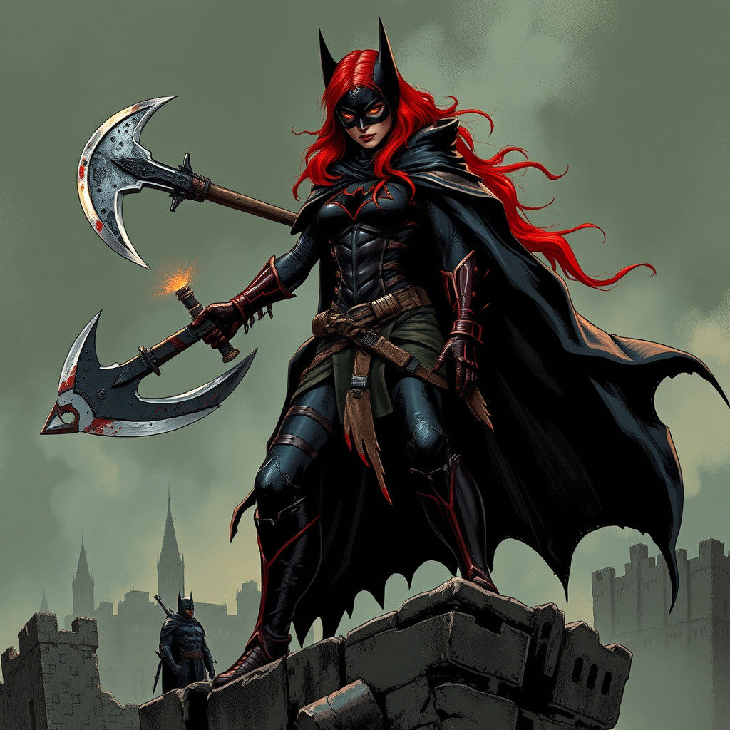 Fierce Post-Apocalyptic Warrior in Dark Fantasy Style