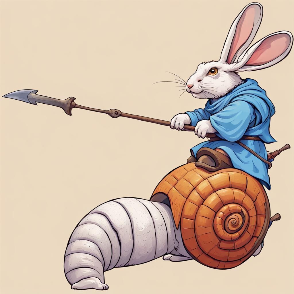 A medieval rabbit, dressed as a peasant, swinging an axe is ...