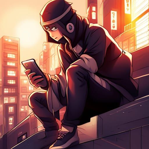 Ninja in Tokyo Nighttime Scene