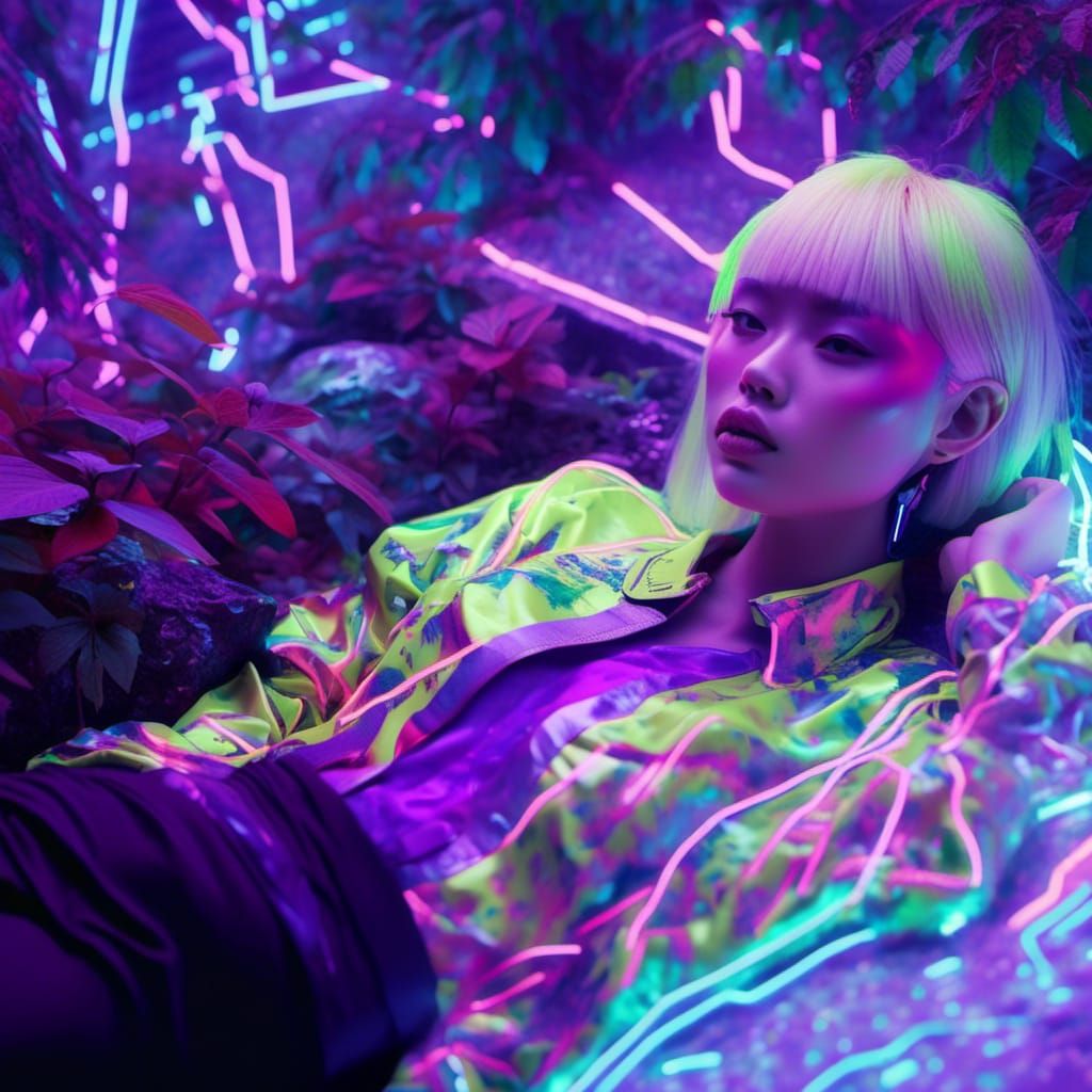 Neon Jungle Goddess in Hyperreal Portrait