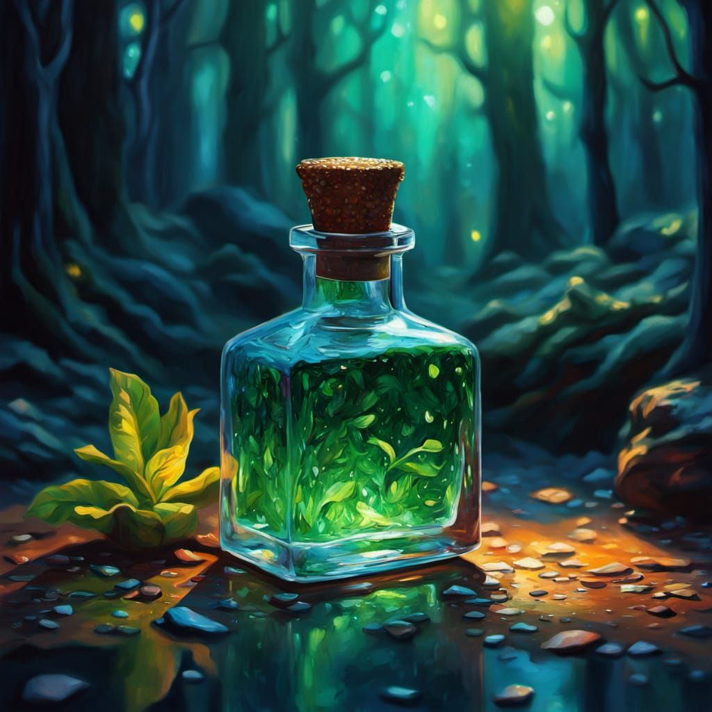 Love Potion #9 Oil Painting with Mystical Glow