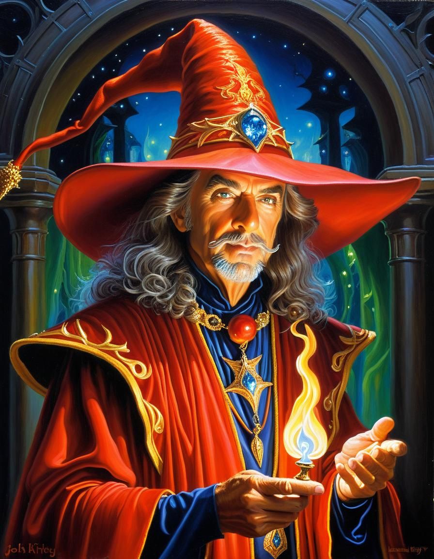 Whimsical Fantasy Wizard in a Dreamlike University Setting