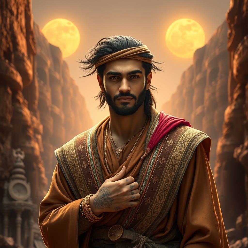 Regal Desert Warrior in Rembrandt-esque Lighting