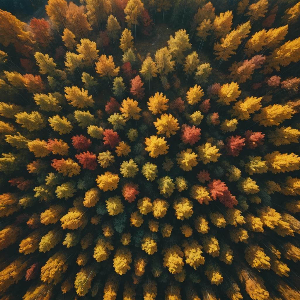 Man in Autumn Leaves: Cinematic Aerial Shot