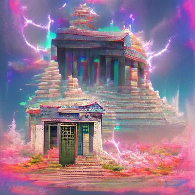 Ancient Chronos Temple in Futuristic Architectural Style