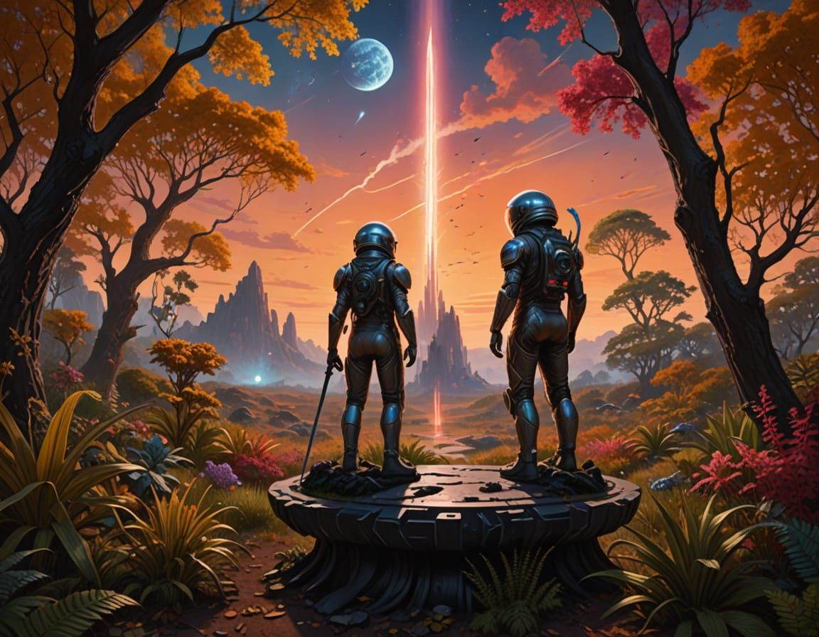 Astronaut Discovers Glowing Sword on Alien Planet