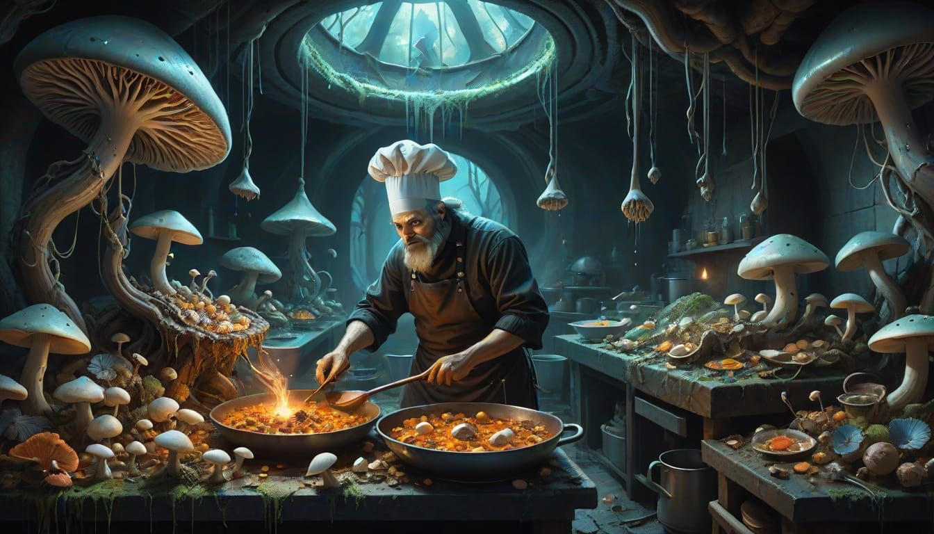 Cryptid Chef's Bioluminescent Mushroom Dish