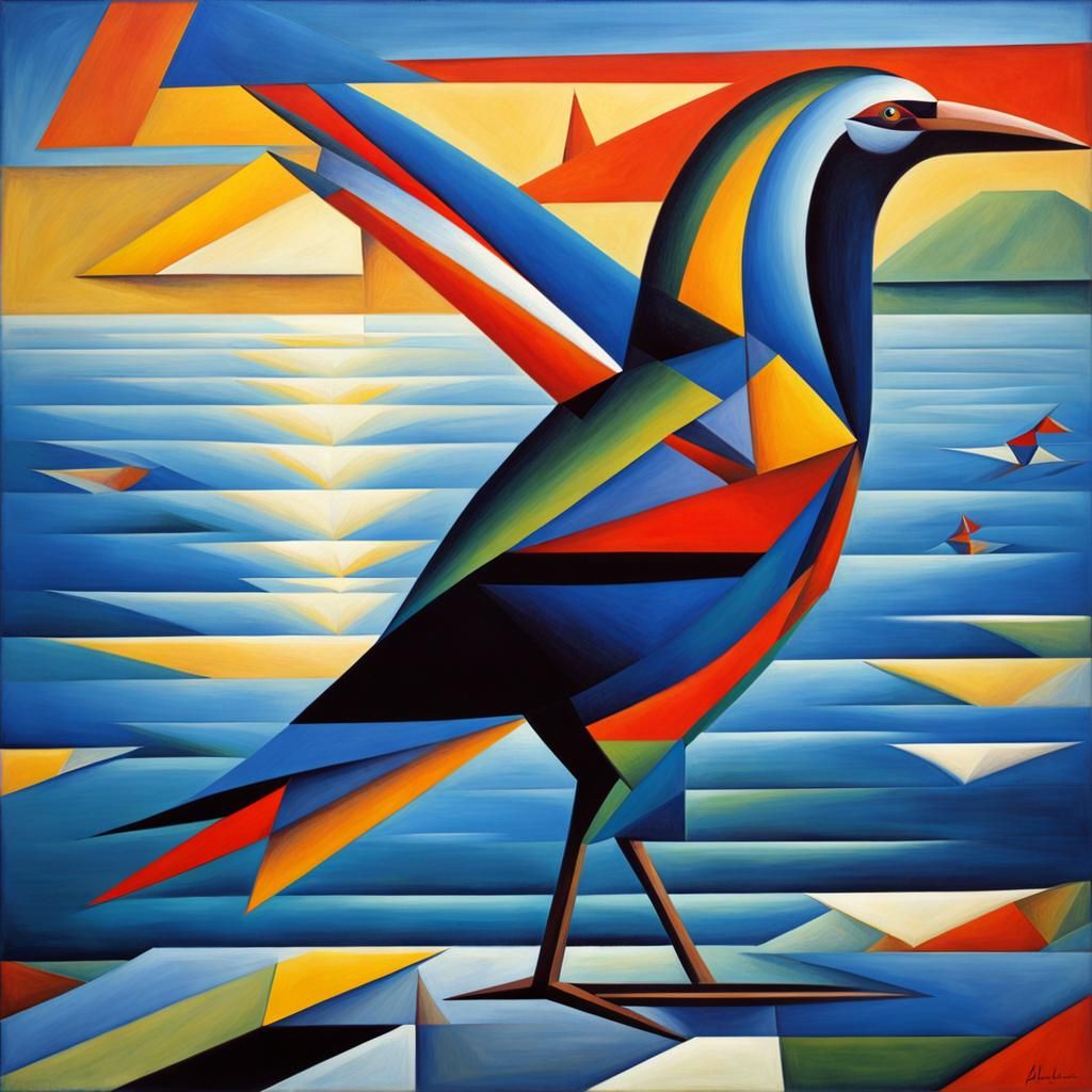 Abstract Bird in Oceanic Cubism