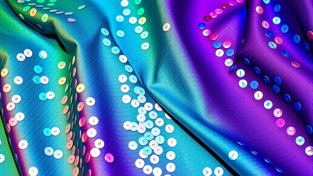 Sequin Embroidered Silk in Iridescent Ombre Hues