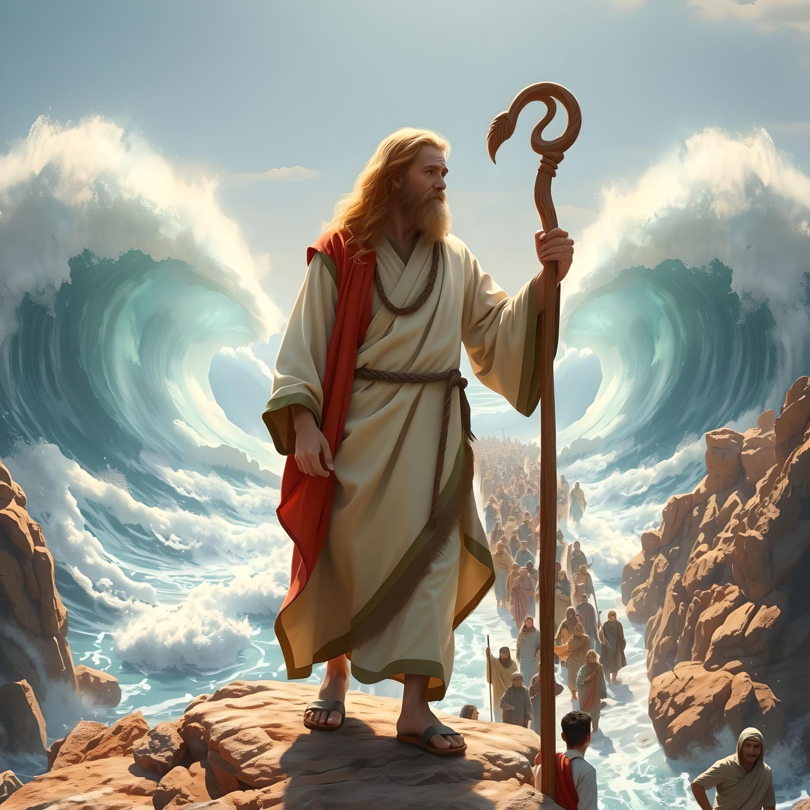 Moses Divides the Red Sea in a Miracle of Ancient Wonder