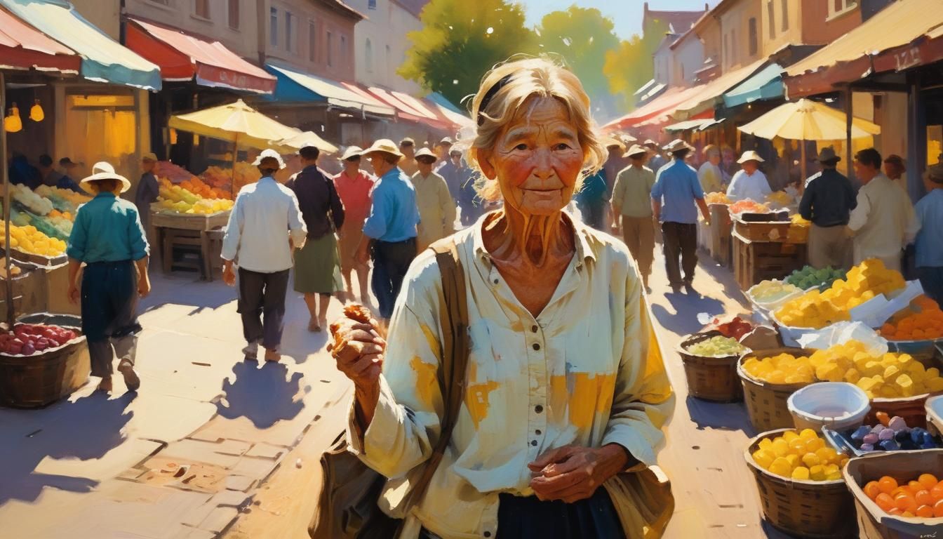 Impressionist Masterpiece: Kreolin in Vibrant Market Scene