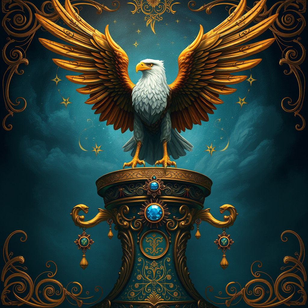 Elegant Eagle on Ornate Pedestal in Fantasy Style