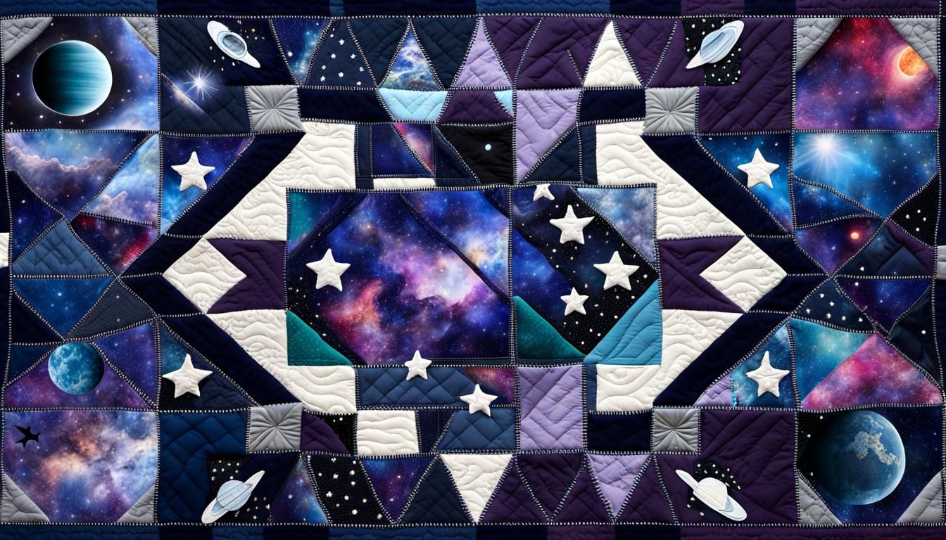 patchwork quilt with space design