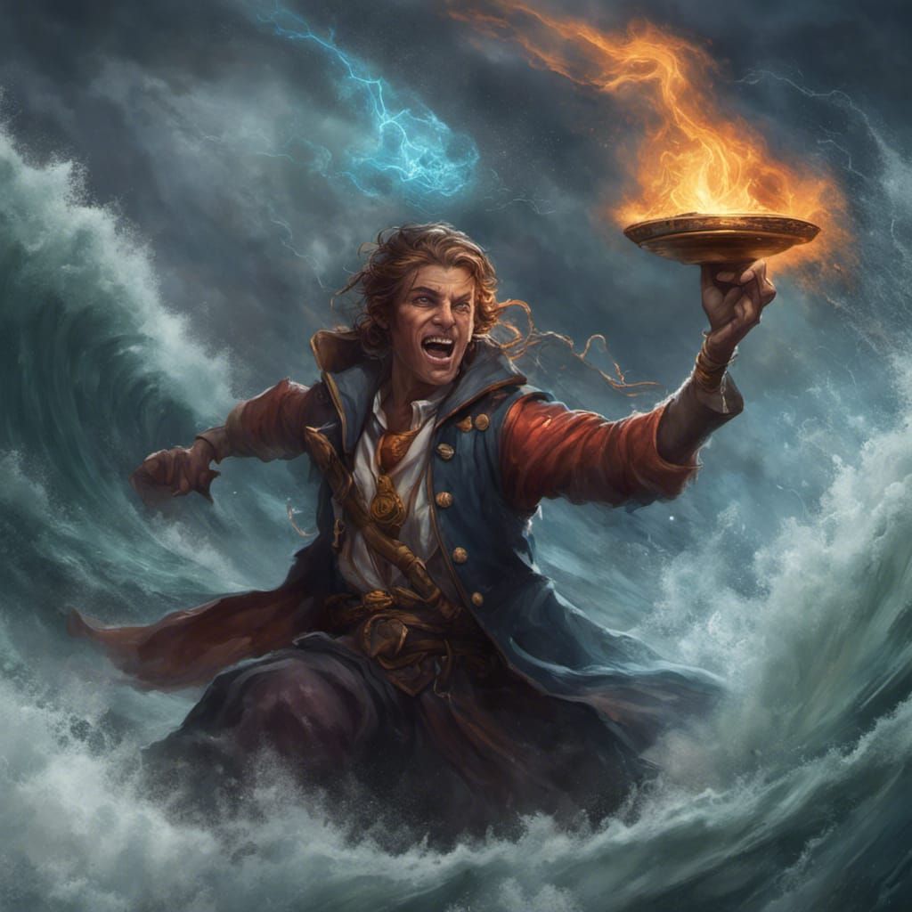 Warlock Surfs the Churning Seas in Epic Splash Art