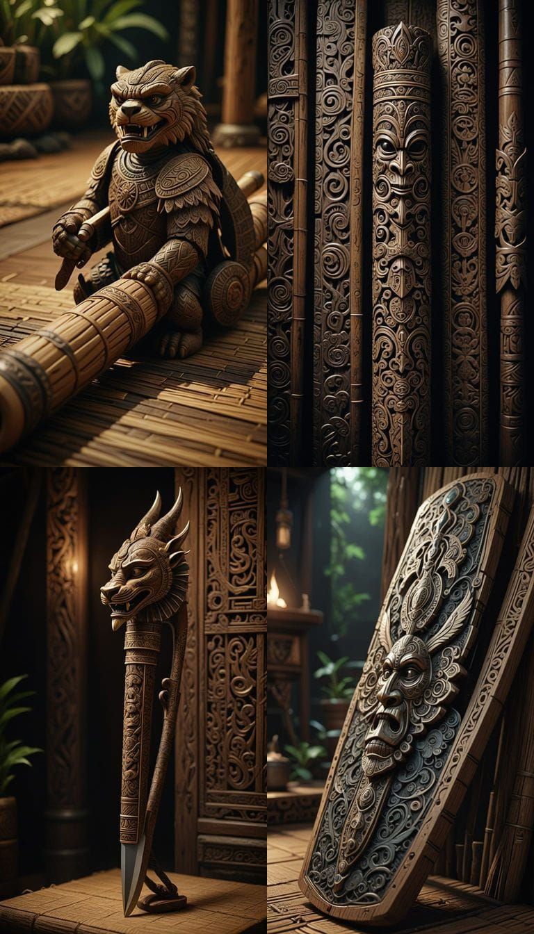 Traditional Dayak Mandau Saber of Borneo in Intricate Detail