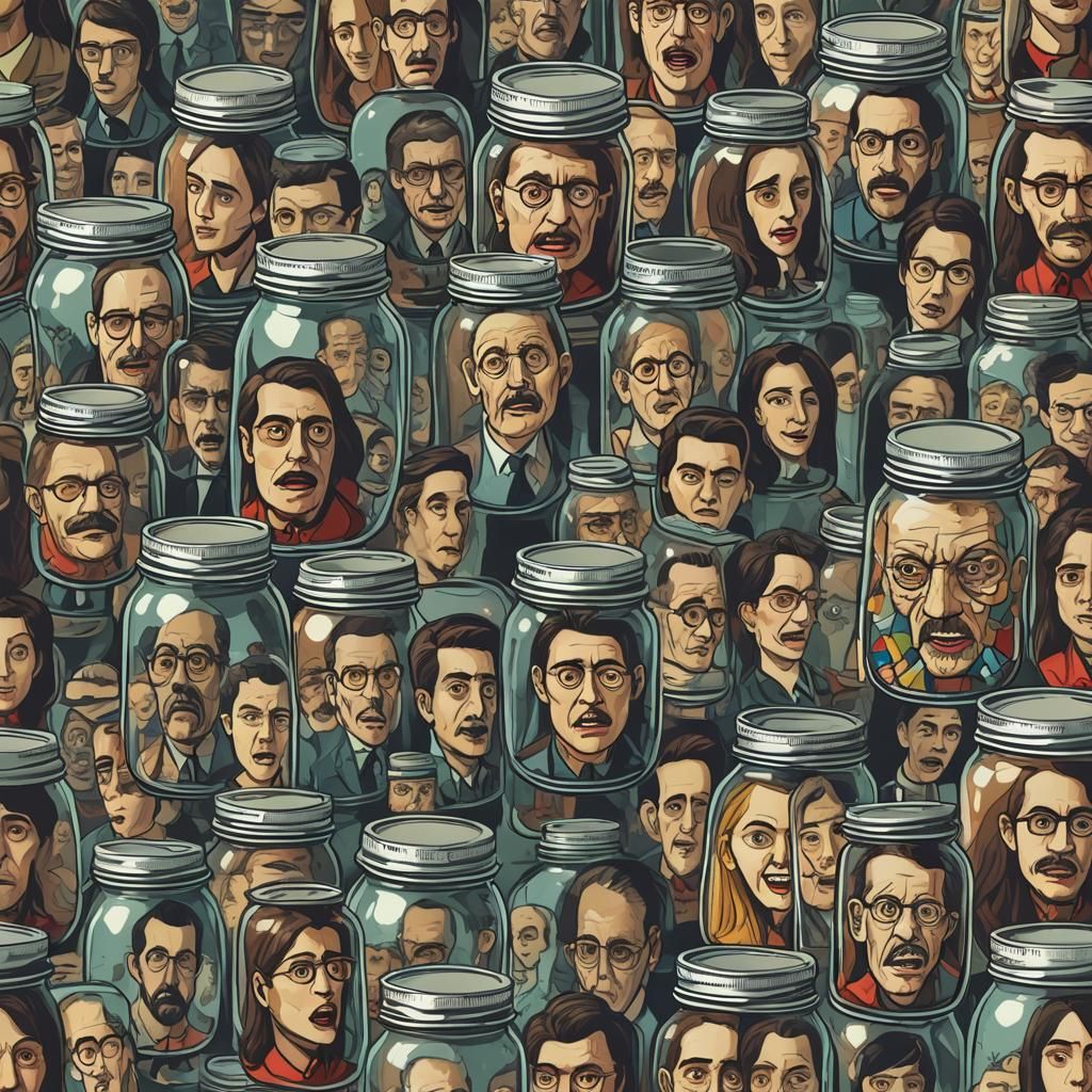 Multiple Personalities Contained in a Glass Container