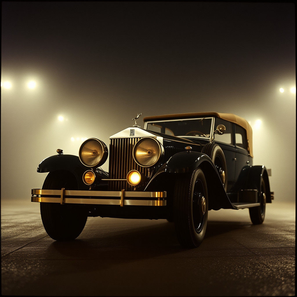 Elegant Rolls Royce Phantom II in Cinematic Film Still